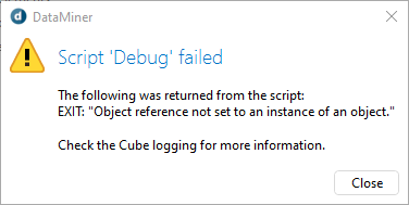 Script debug failed