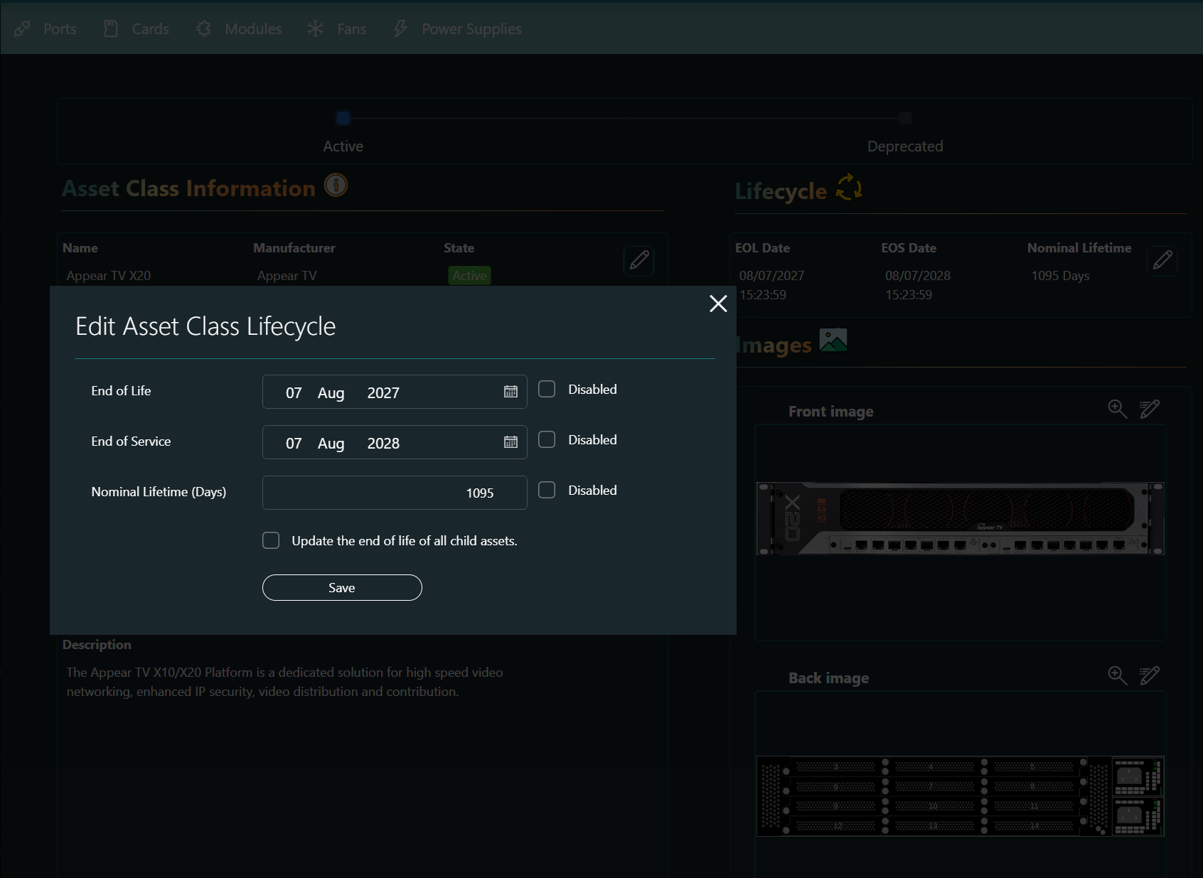 Asset class lifecycle wizard