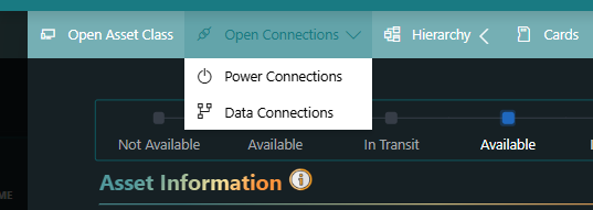 Asset details connections dropdown