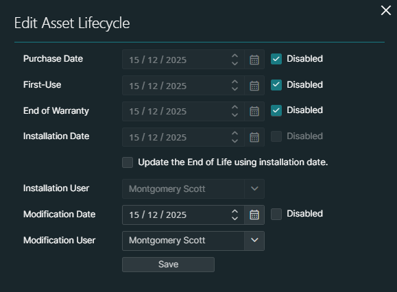 Asset lifecycle wizard