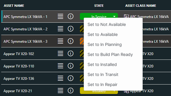 Asset state context menu