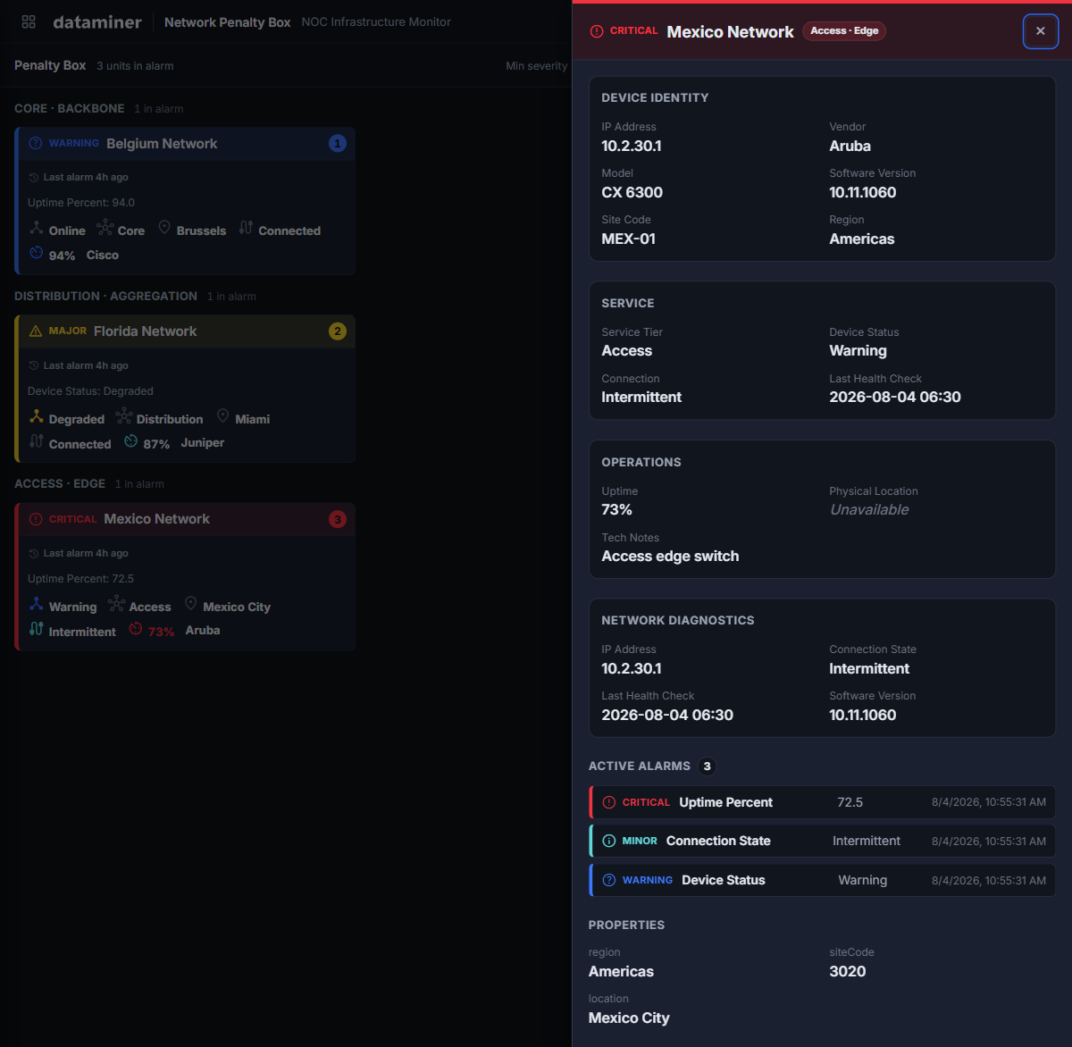 Generic Penalty Box app with detail overlay opened
