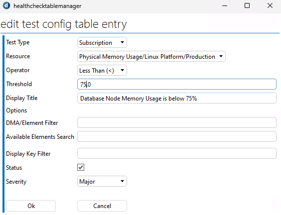 Memory usage test configuration for Linux