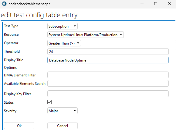Node uptime test configuration