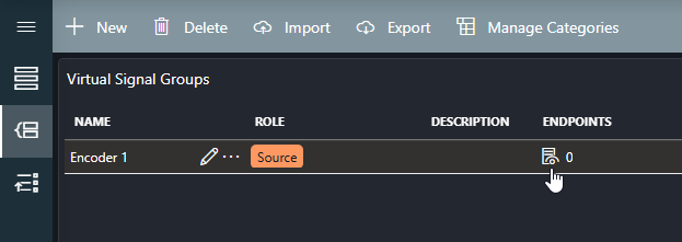 Icon to edit endpoints in the Virtual Signal Groups table