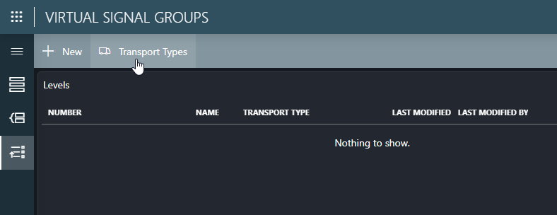 The Transport Types button in the Virtual Signal Groups app