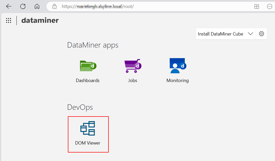 DOM viewer app on the DMS root page