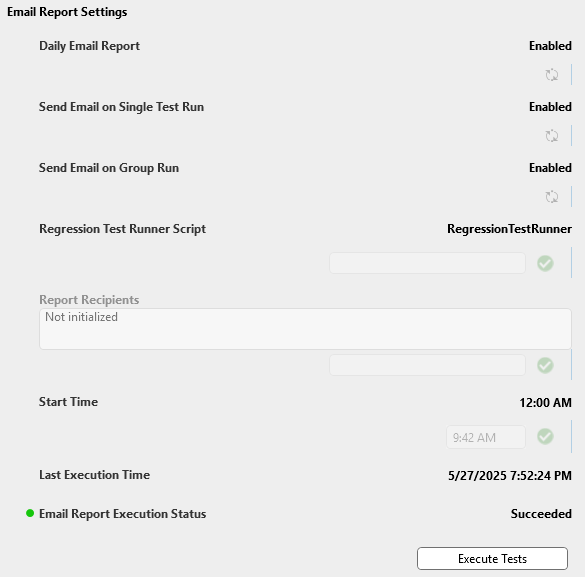 Email Settings Panel