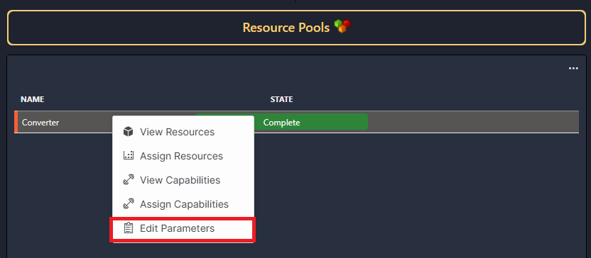 Edit Resource Pool Parameters