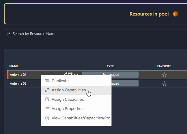Assign capabilities option