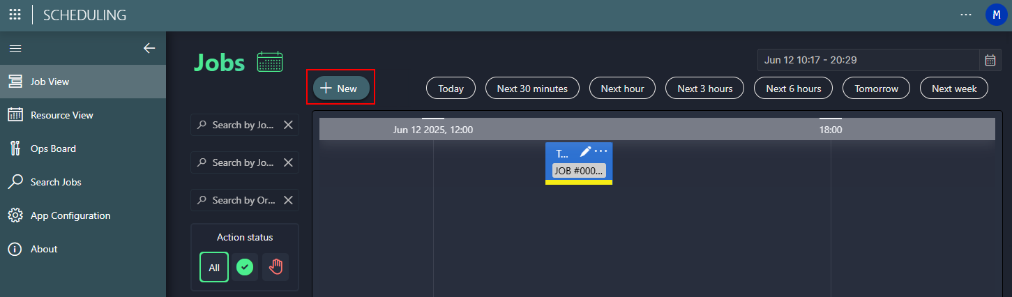 'New' button in the Scheduling app