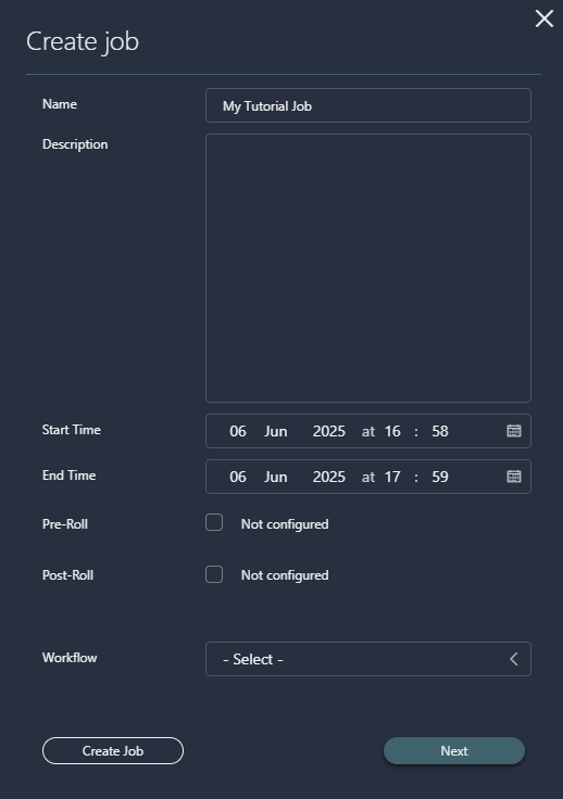 Create job panel