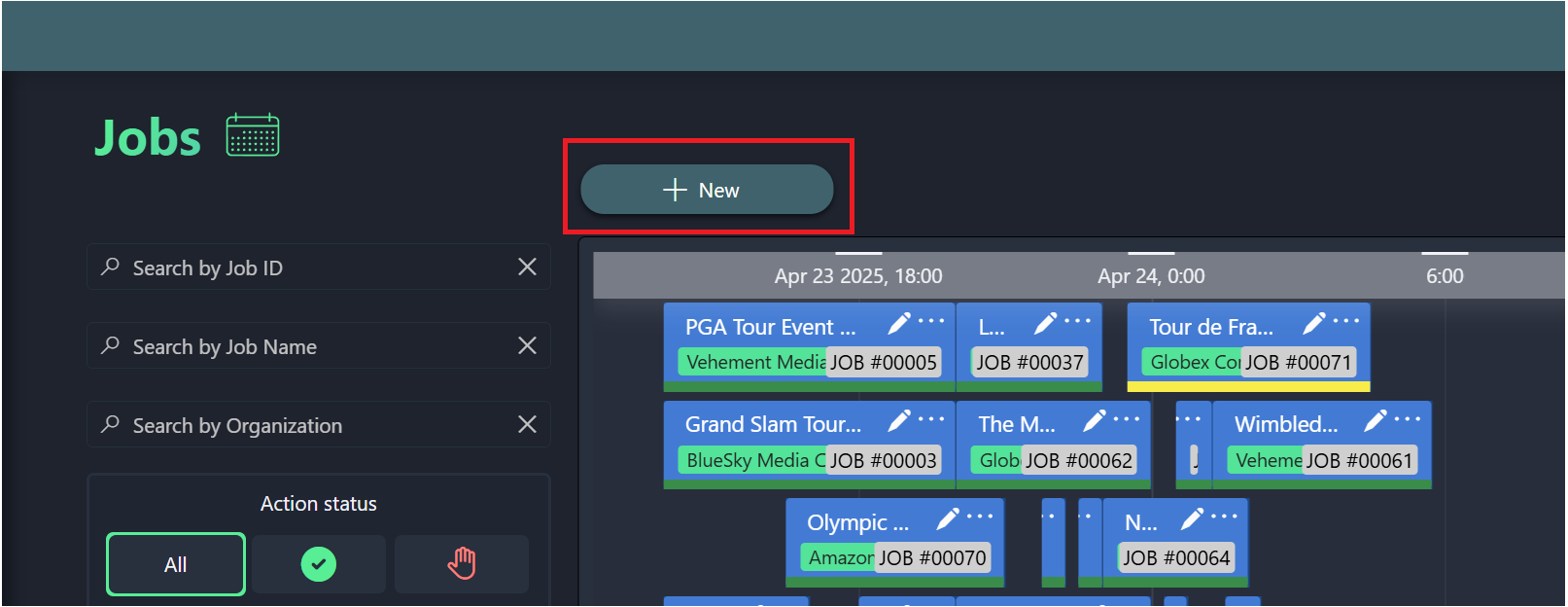 New job button