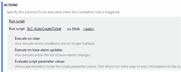 Example Correlation rule configuration with alarm filter to trigger on critical alarms