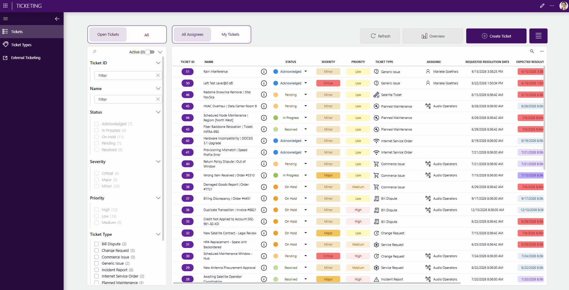 Ticketing page
