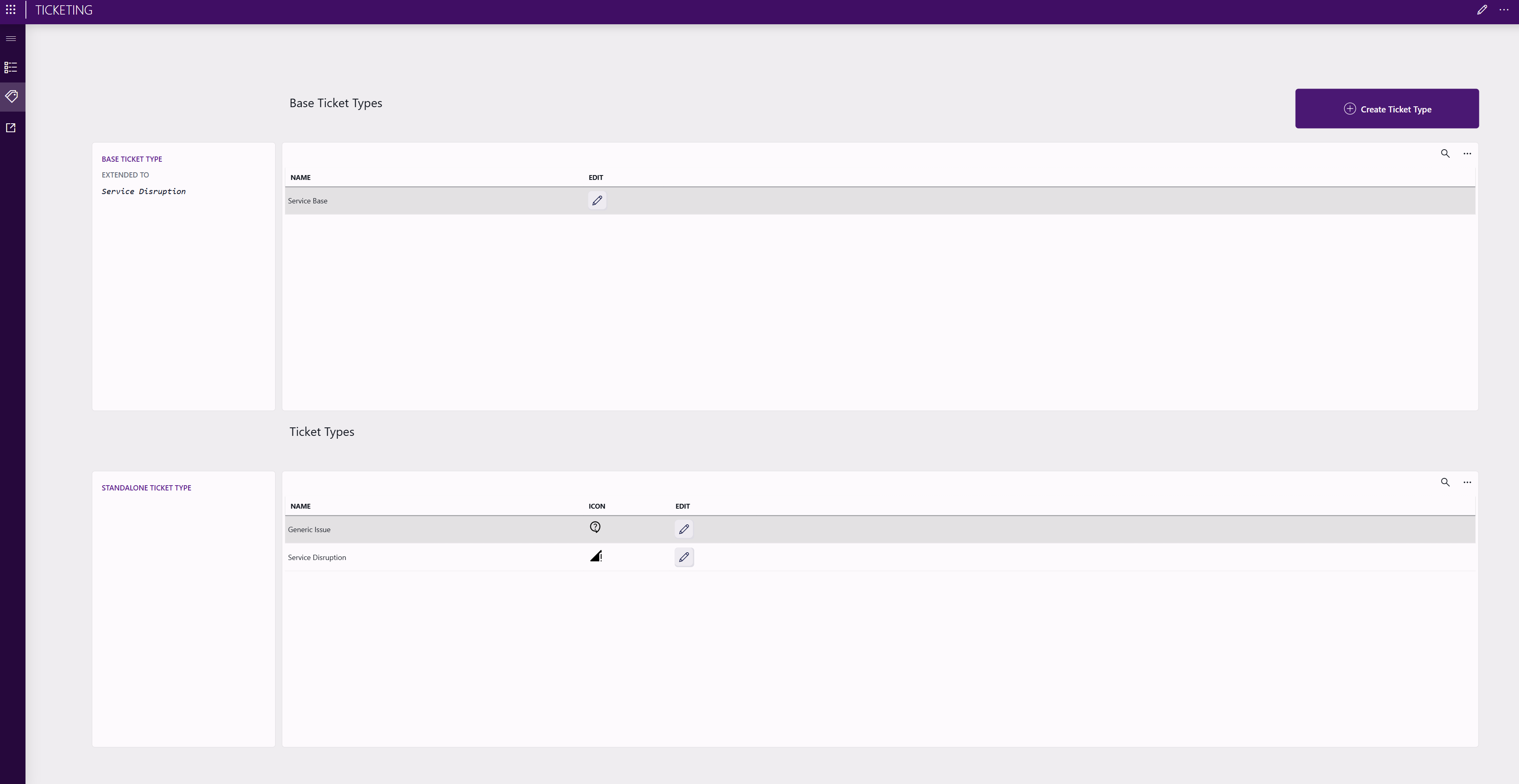 Ticket Types page