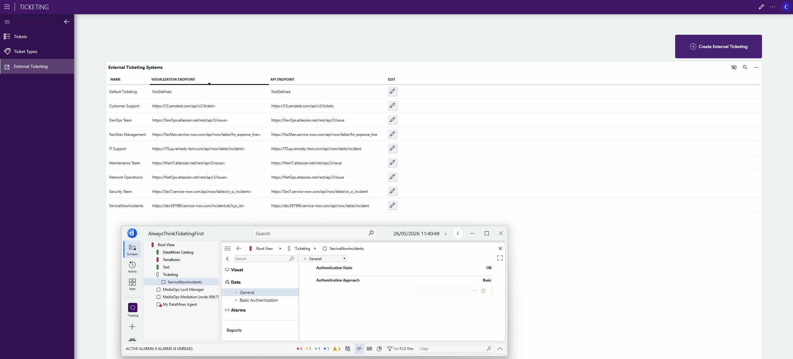 External Ticketing page