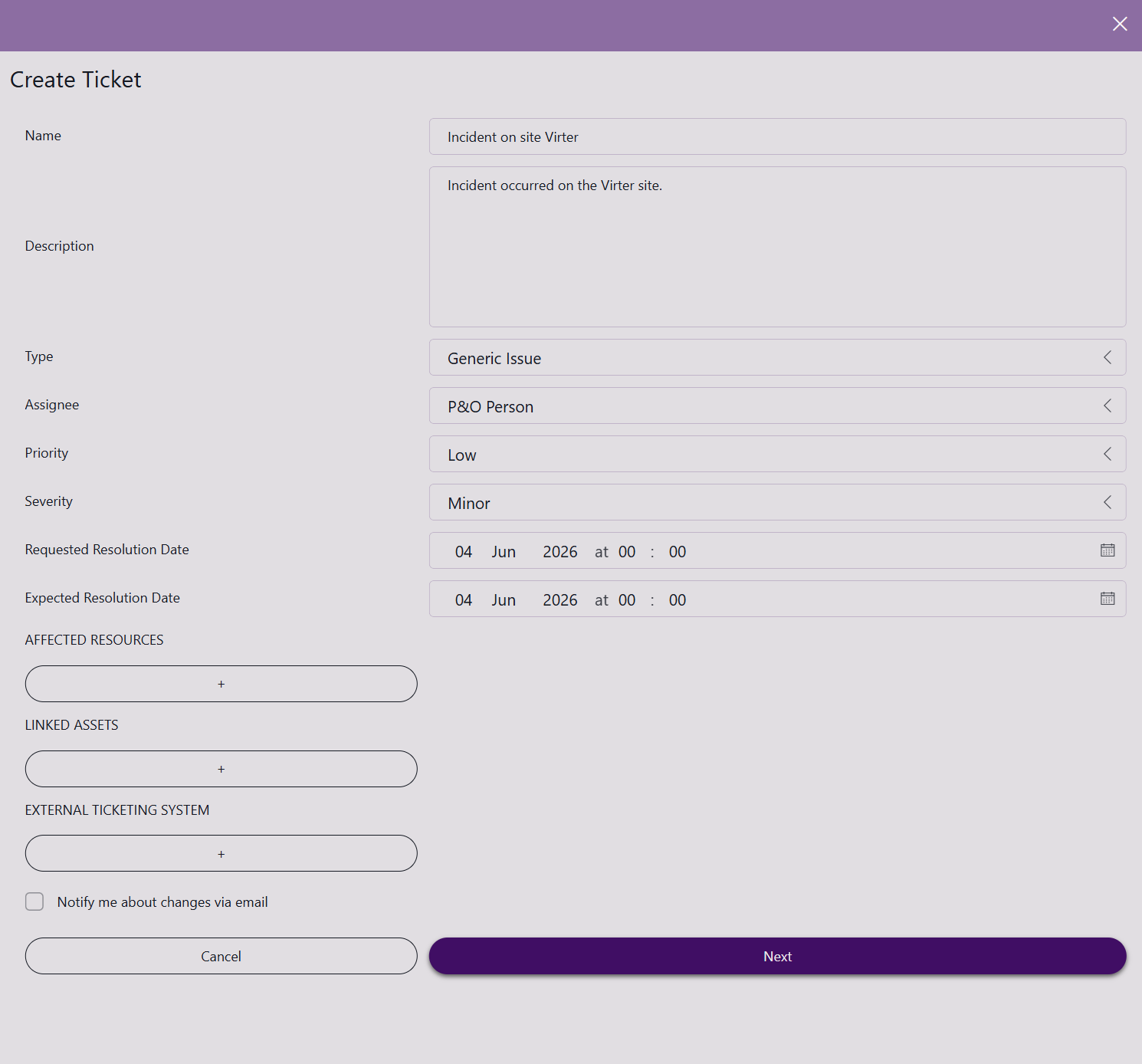 Create Ticket