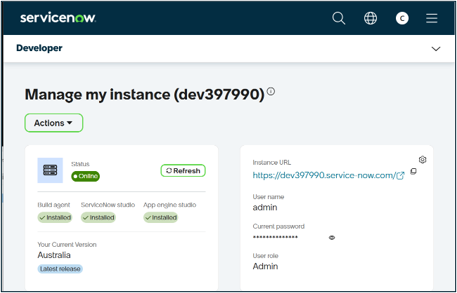 ServiceNow instance