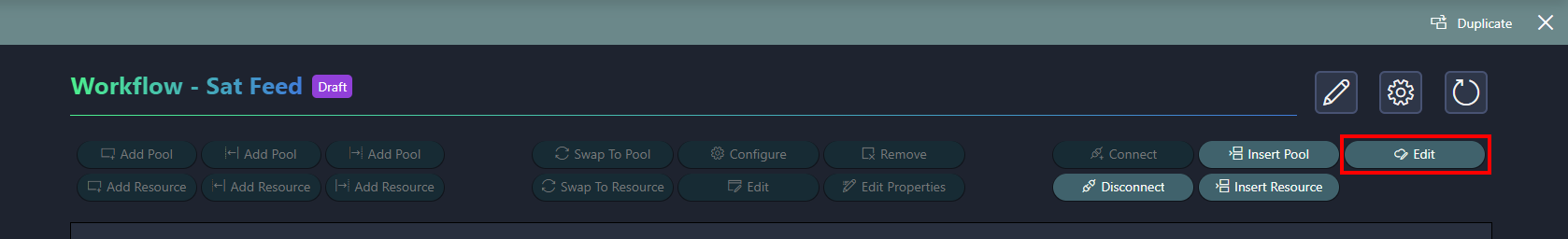 Button to edit the settings of the selected connection