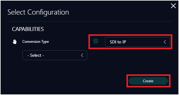 Select Configuration window
