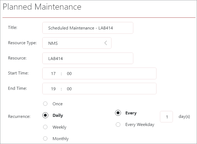 Adding maintenance event