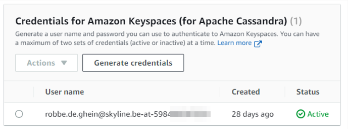 AmazonKeyspacesSecurityCredentials