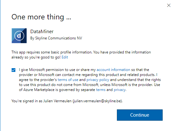 Azure Marketplace continue