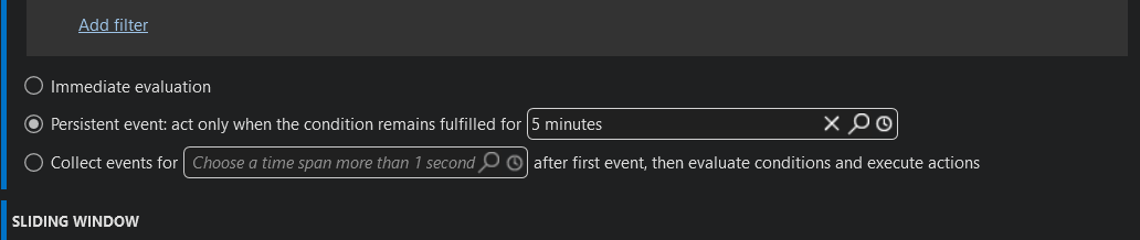 Configuring persistent event time