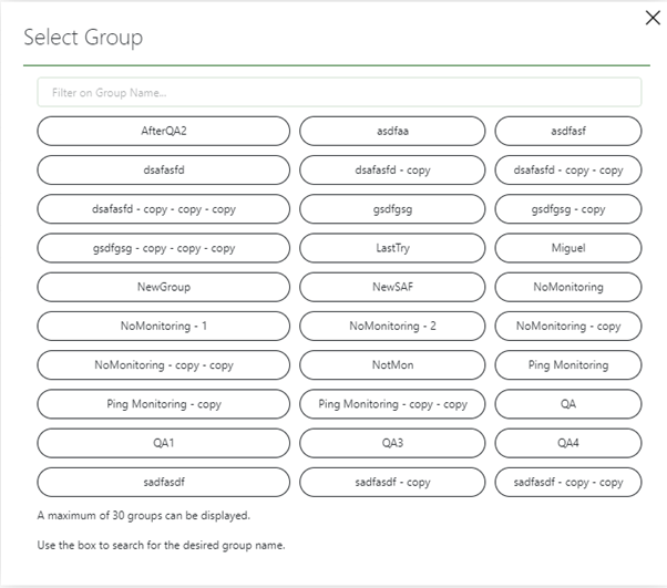 Select Group window