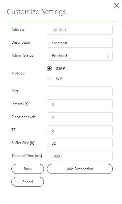 Customize Settings window