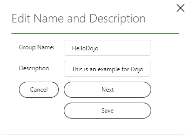 Edit Name and Description window