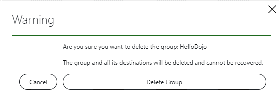 Warning when deleting group