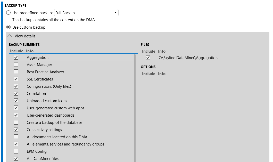 Custom backup example