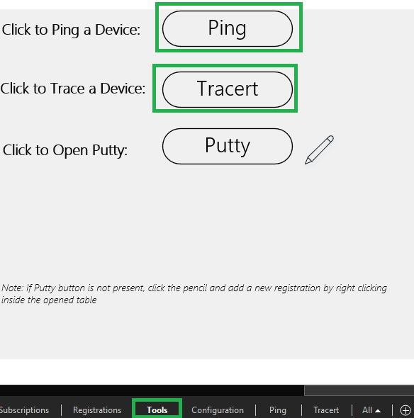 Ping and Tracert buttons