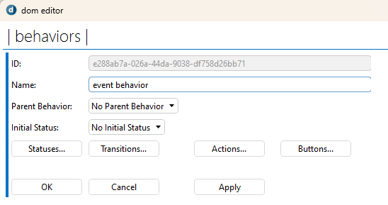 Dom Editor new event behavior definition