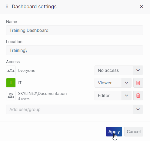 Dashboard settings