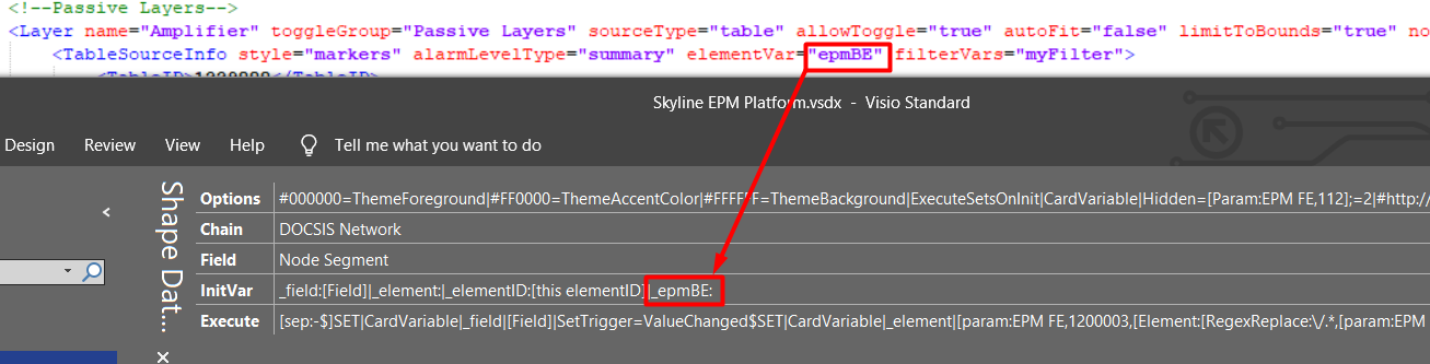 Verify if the elementVar field contains the card variable