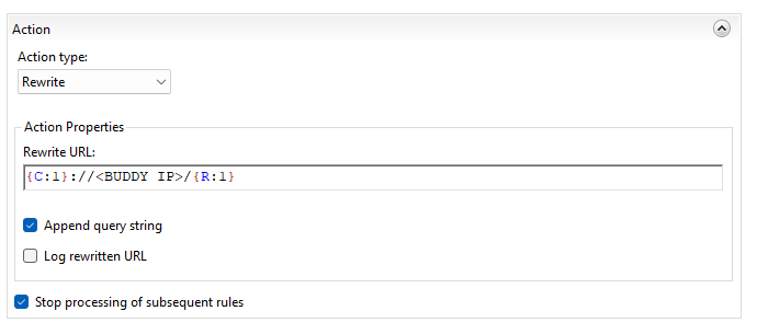 Failover Rewrite Rule Action Property