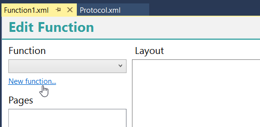 New Function option in Function editor