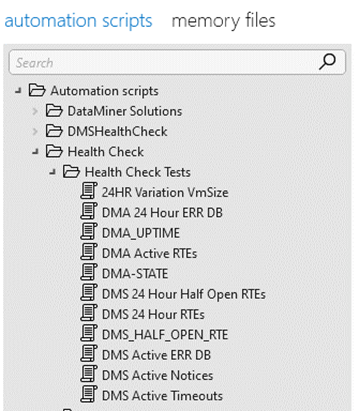 Health Check tests in the Automation module