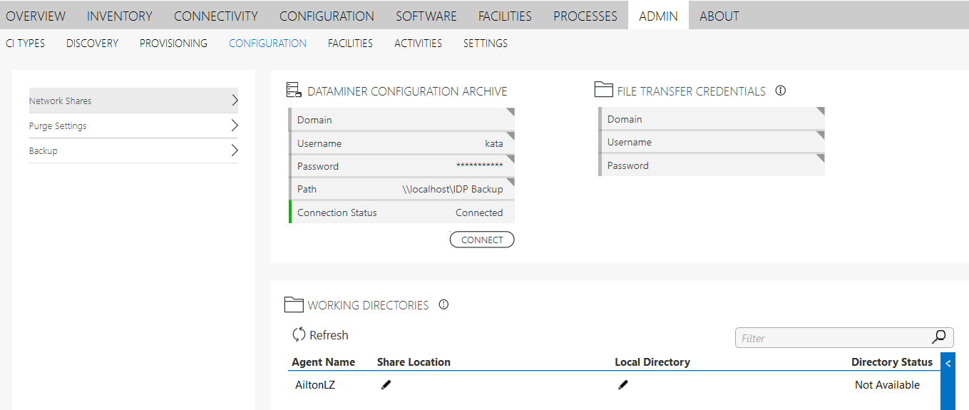 Setup configuration archive credentials