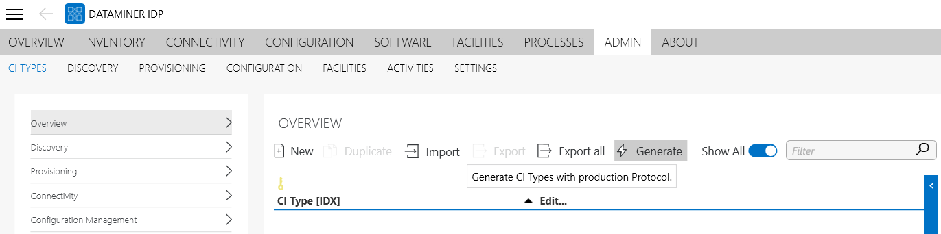 Start to generate the CI Type script