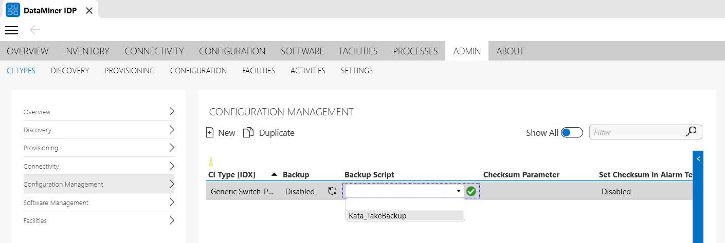 Select the backup script