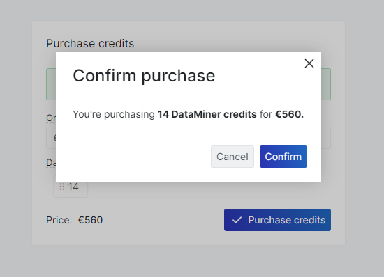 Marketplace credits confirm purchase