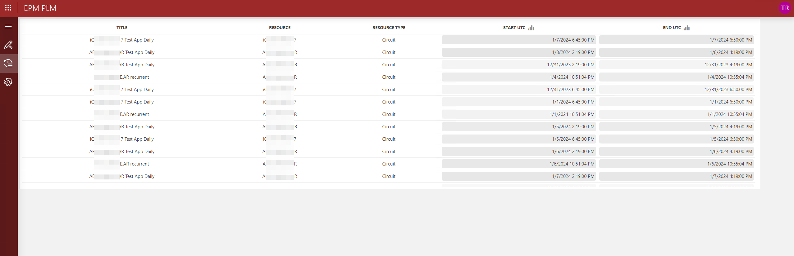 Planned Maintenance records