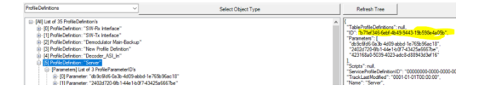 Example of profile definition GUID in SLNetClientTest tool