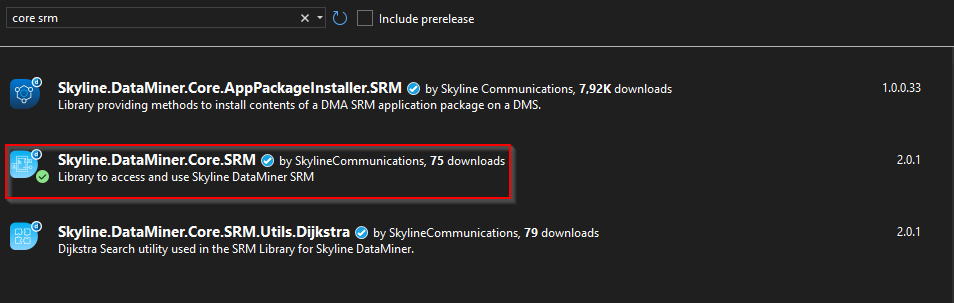 Browse for Skyline.DataMiner.Core.SRM