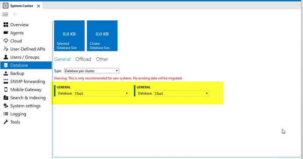 System Center - Database per cluster