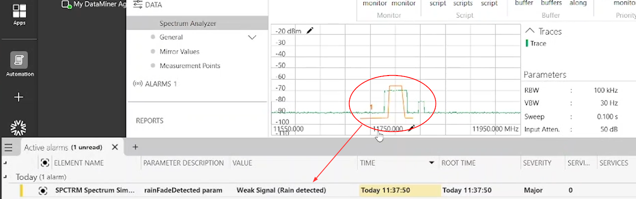 Rain alarm detected